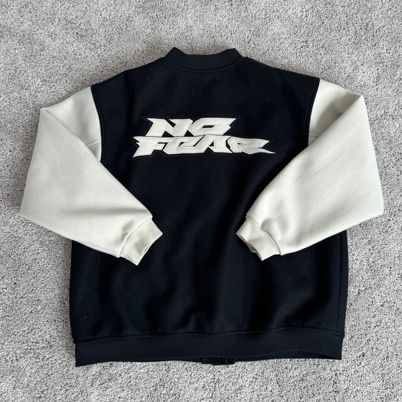 H&M NO FEAR varsity jacket in BLACK and WHITE, size XL - Picture 2 of 3